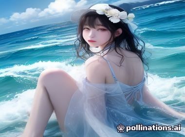 海边日落时分，一位长发飘逸的女性穿着青绿色比基尼站在礁石上，海风吹起裙摆，金色余晖勾勒出完美轮廓，画面充满自由与热情